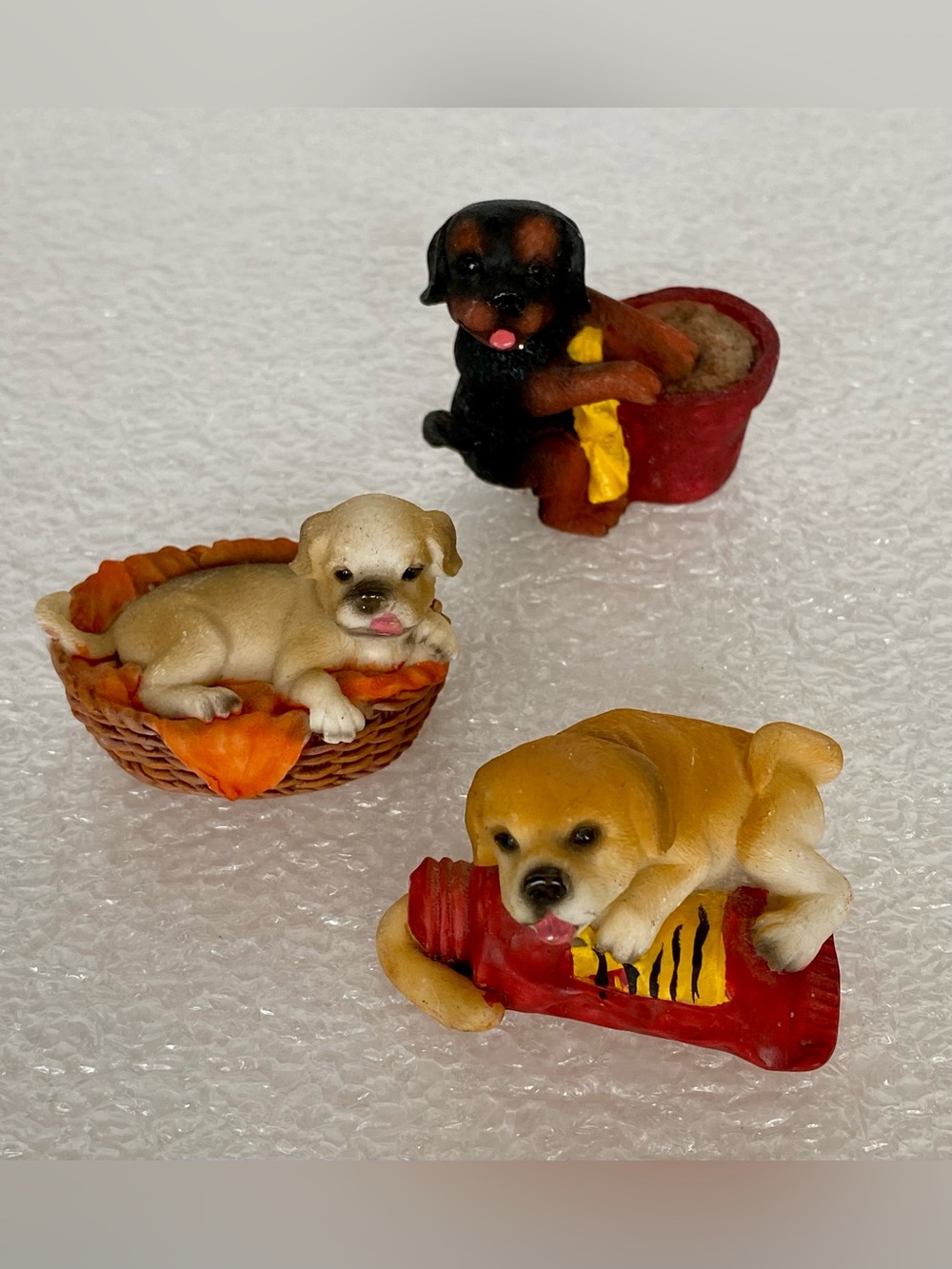 Lot of 3 Vintage Miniature DOG Puppy Mini Figurines Collectibles 1.5" Tall